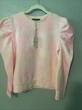Generation Love Pastel Pink & Cream Puff-Sleeve Tie-Dye Sweatshirt